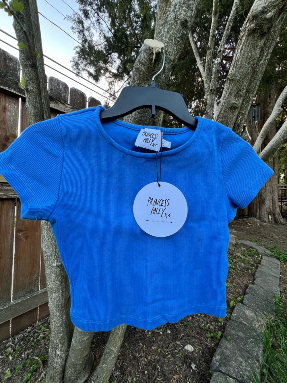 NWT 0 Princess Polly Ribbed Crop Classic Baby Tee y2k y2k top Organic Cotton